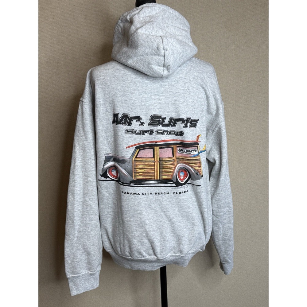 Mr Surfs Surf Shop Hoodie Sweatshirt Mens M kangaroo pocket draw string Graphic